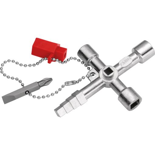 Kapcsolószekrény kulcs, 4 ágú, lépcsős kulccsal, KNIPEX | Csavarkulcsok