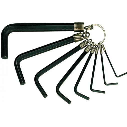 Hatszögkulcs készlet, rövid, barnított ( gyűrűn ), 2-10 mm, 8 részes, HEYCO | Hajlított kulcsok