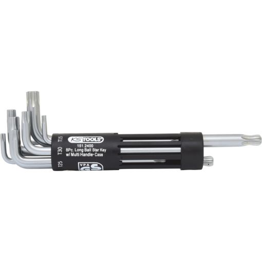 TORX® kulcskészlet, hosszú gömbvégű, CRV, TX10-50, 8 részes, KS-TOOLS | Hajlított kulcsok
