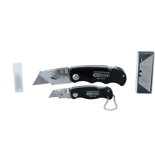 PVC vágó kés készlet, trapéz pengével, összecsukható, 2 részes, KS TOOLS | Kések, vágókések