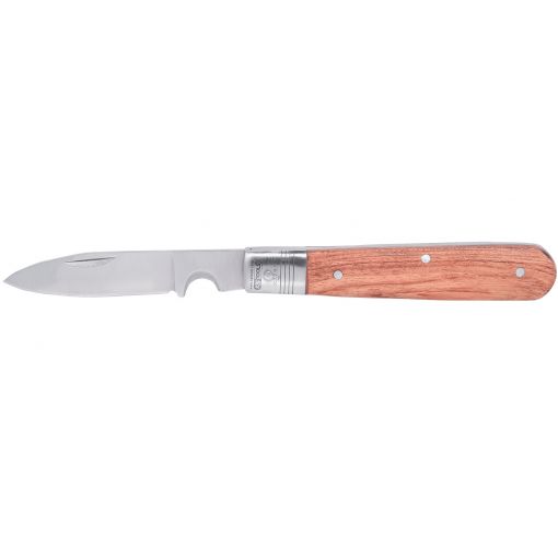 Kábelvágó kés összecsukható, egyenes, fa nyelű, INOX, KS TOOLS | Kések, vágókések