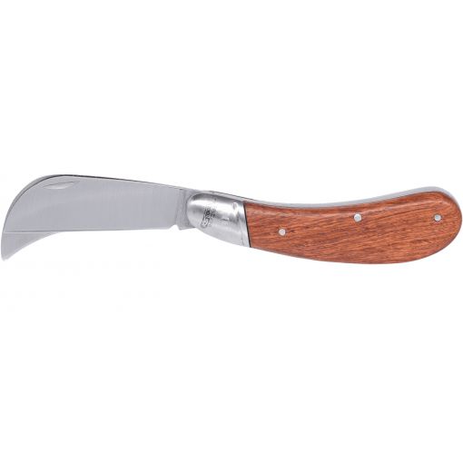 Kábelvágó kés összecsukható, hajlított és egyenes, fa nyelű, INOX, KS TOOLS | Kések, vágókések